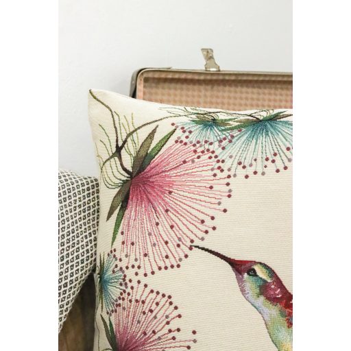 Kolibris (pink virágos) díszpárna huzat 
