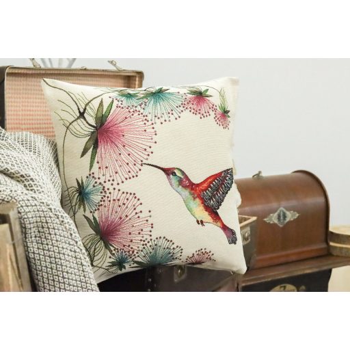 Kolibris (pink virágos) díszpárna huzat 