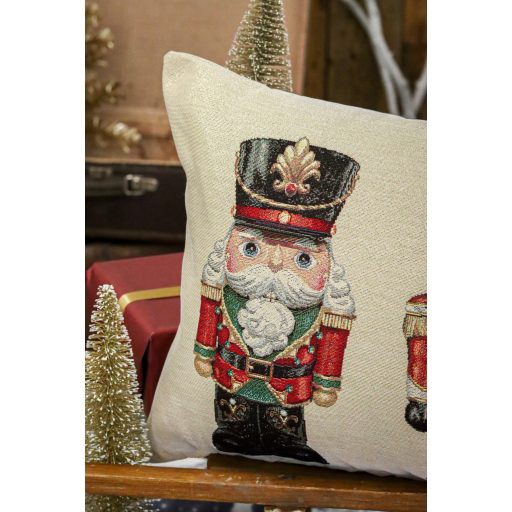 Nutcrackers diótörők díszpárna huzat töltettel, 40x70 cm, arany lurex