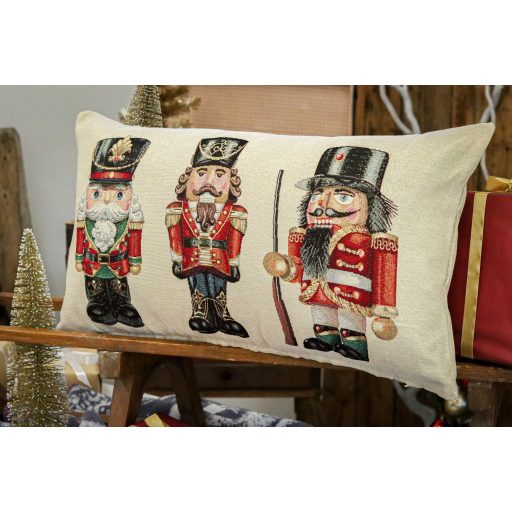 Nutcrackers diótörők díszpárna huzat töltettel, 40x70 cm, arany lurex