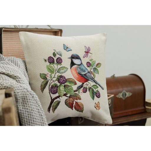 Kismadár szeder ágon díszpárna huzat