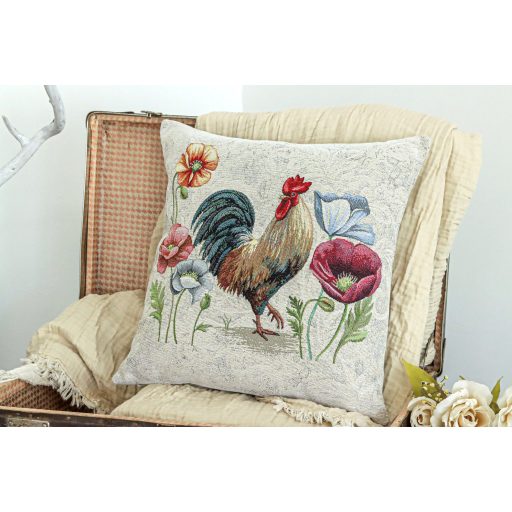 Kakasos, virágos díszpárna huzat
