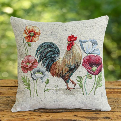 Kakasos, virágos díszpárna huzat