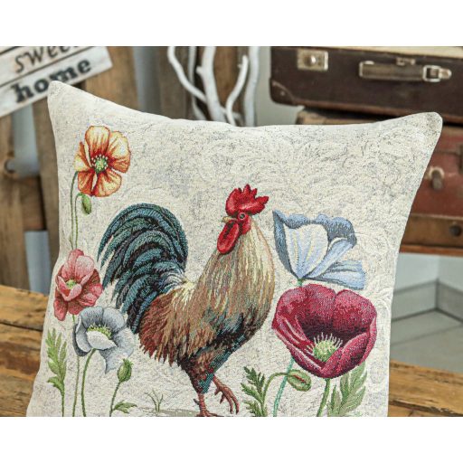 Kakasos, virágos díszpárna huzat