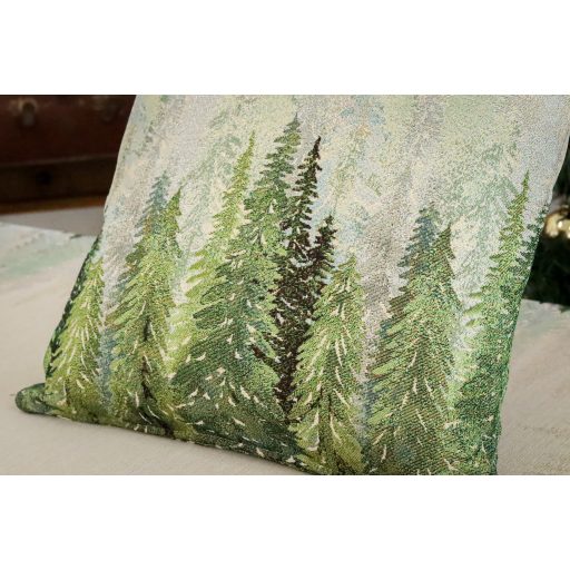 Golden forest fenyőfás díszpárna huzat, arany lurex