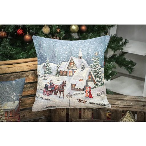 Alpesi éjszaka díszpárna huzat, ezüst lurex