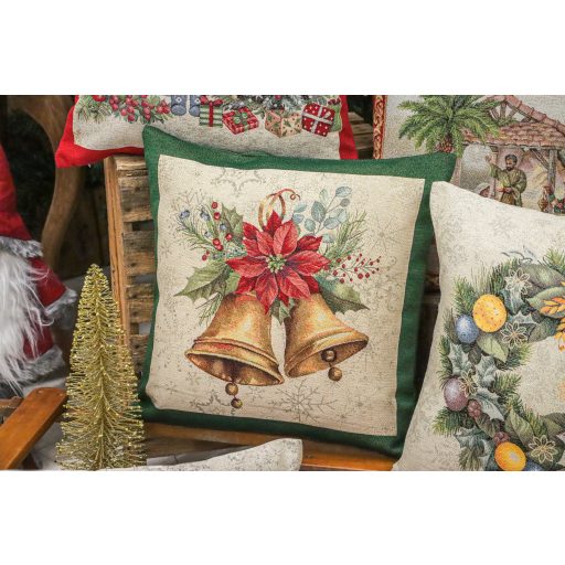 Bells csengős, ünnepi díszpárna huzat, arany lurex