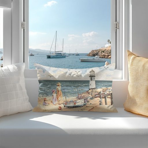 Vízparti hangulat díszpárna huzat töltettel, 50x70 cm