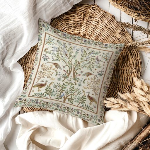 Ősi kert (fehér) díszpárna huzat