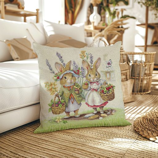 Nyuszi pár a zöld fűben díszpárna huzat