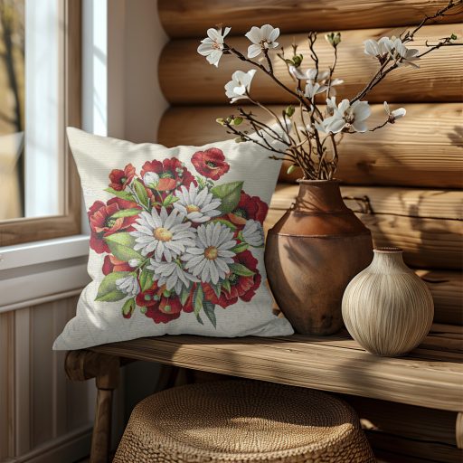 Pipacsos, margarétás (A) díszpárna huzat