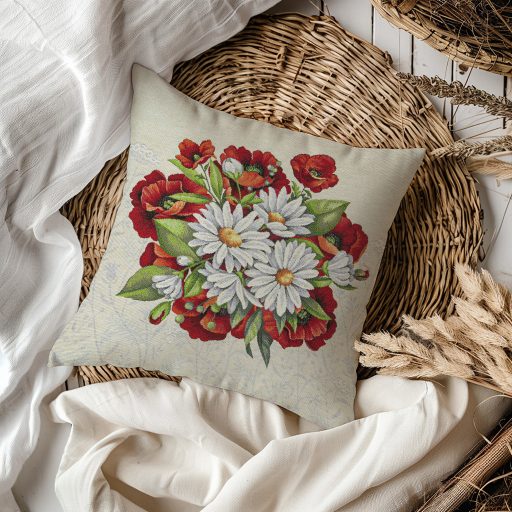 Pipacsos, margarétás (A) díszpárna huzat