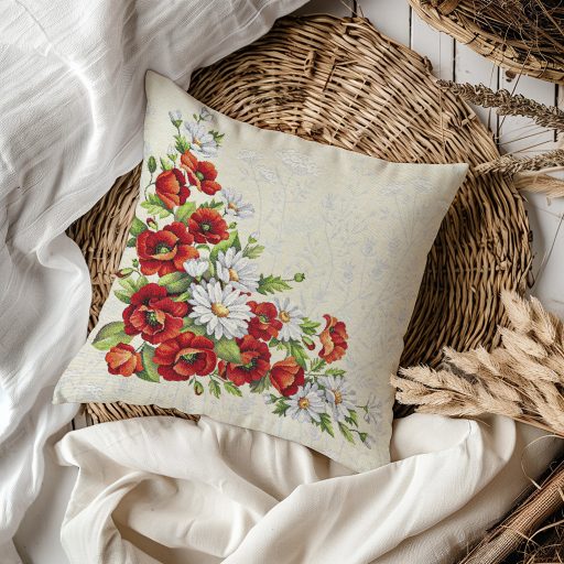 Pipacsos, margarétás (B) díszpárna huzat