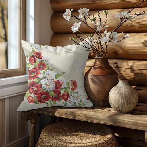 Pipacsos, margarétás (B) díszpárna huzat