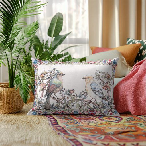 Madár fantázia díszpárna huzat töltettel, 50x70 cm