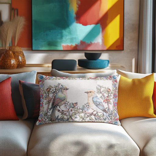 Madár fantázia díszpárna huzat töltettel, 50x70 cm