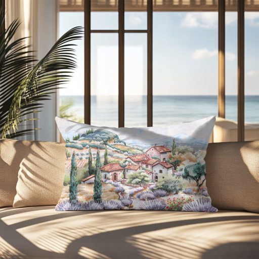 Levendula farm díszpárna huzat töltettel, 50x70 cm