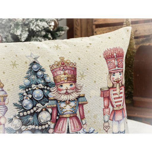 Pink diótörős díszpárna huzat töltettel, 50x70 cm, lurex nélkül