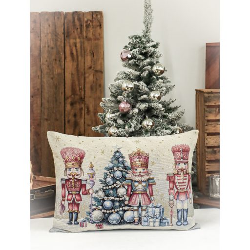 Pink diótörős díszpárna huzat töltettel, 50x70 cm, lurex nélkül