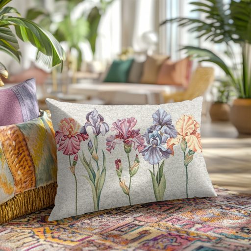 Írisz trio virágos díszpárna huzat töltettel, 50x70 cm