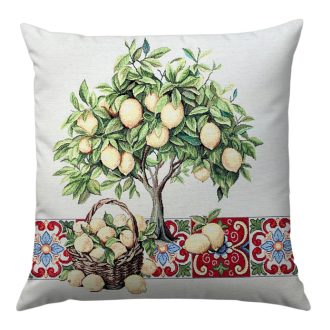 Citromfás, piros mozaikos díszpárna huzat