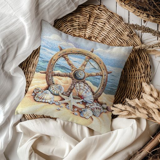 Tengerparti, kormánykerekes díszpárna huzat