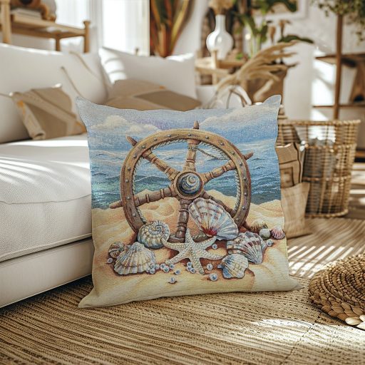 Tengerparti, kormánykerekes díszpárna huzat
