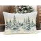 Havas fenyőerdő díszpárna huzat töltettel, 50x70 cm, ezüst lurex