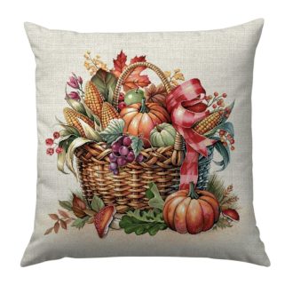 Őszi kosaras, tökös díszpárna huzat