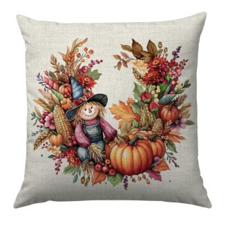 Őszi tökös, madárijesztős díszpárna huzat