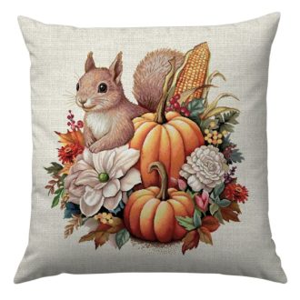 Őszi tökös, mókusos díszpárna huzat