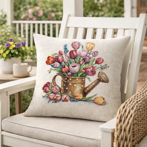 Tulipános virágcsokor kannában díszpárna huzat