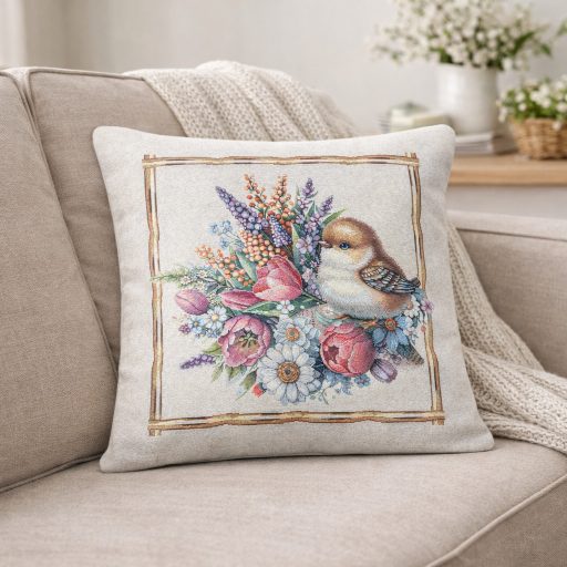Tavaszi madárdal díszpárna huzat