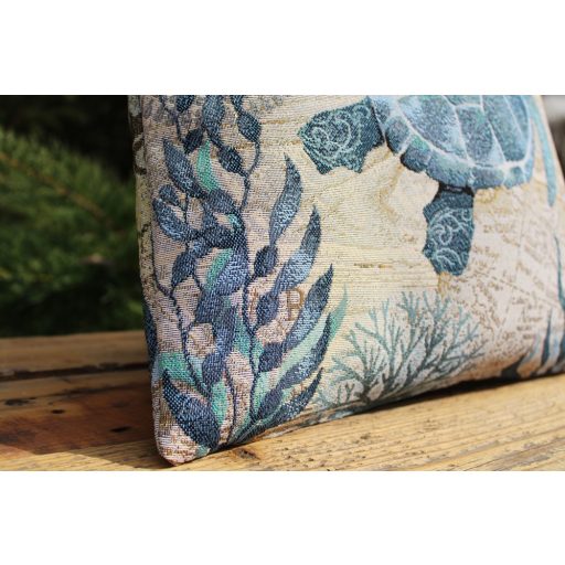 Tengeri montázs, teknősös díszpárna huzat