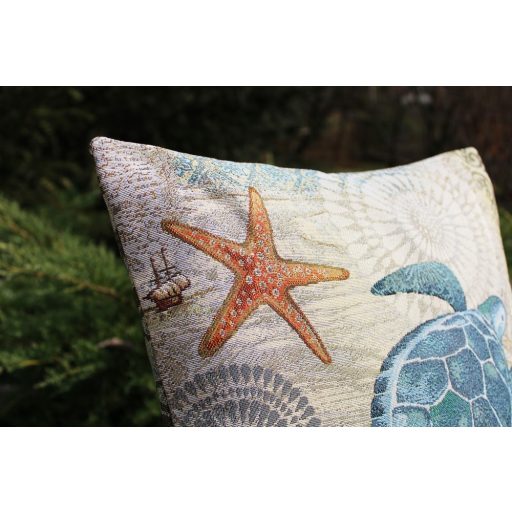 Tengeri montázs, teknősös díszpárna huzat