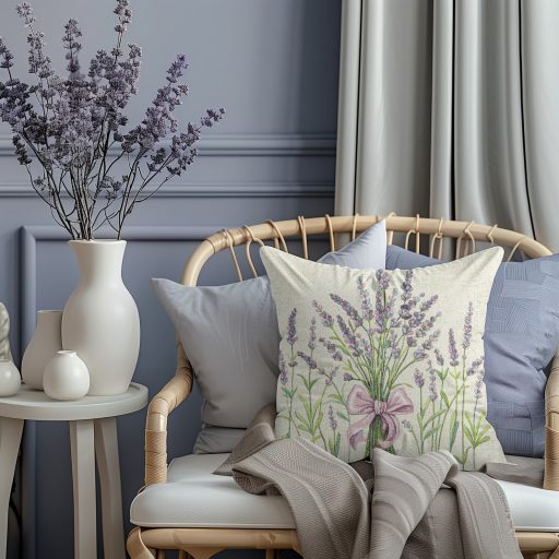 Levendulamező (masnis) díszpárna huzat