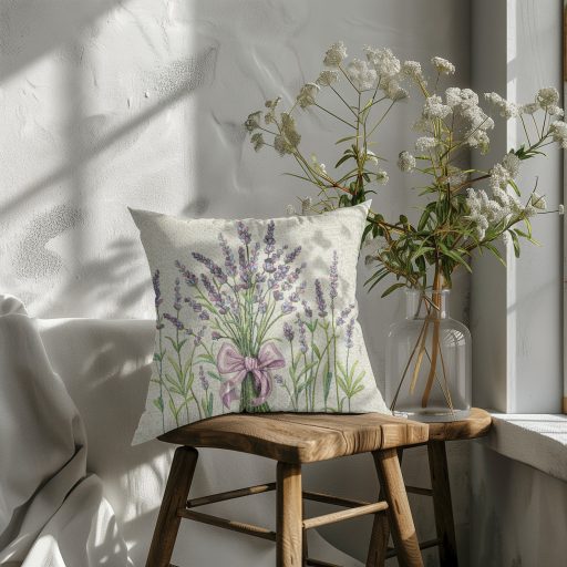 Levendulamező (masnis) díszpárna huzat