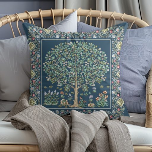 Életfa (kék) díszpárna huzat