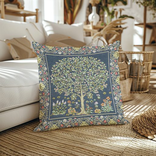 Életfa (kék) díszpárna huzat