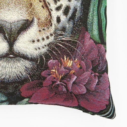 Leopárdos, trópusi díszpárna huzat, arany lurex