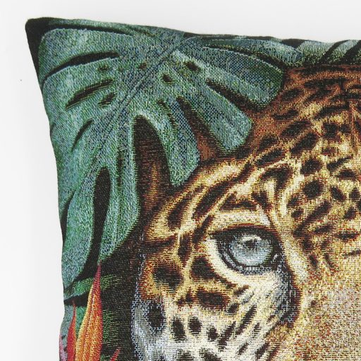 Leopárdos, trópusi díszpárna huzat, arany lurex