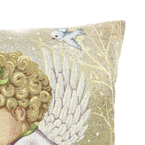 Angyalka (kislány) a hóban cicákkal díszpárna huzat, arany lurex