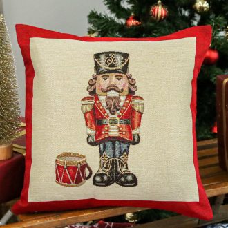   Nutcracker diótörős (fekete kalapos) díszpárna huzat, arany lurex