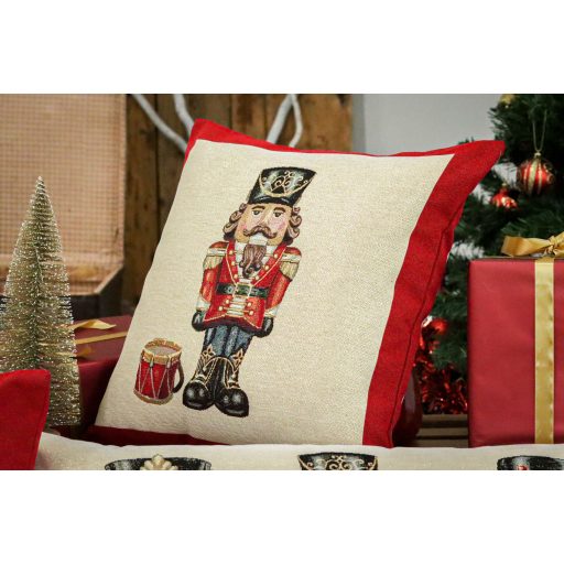 Nutcracker diótörős (fekete kalapos) díszpárna huzat, arany lurex