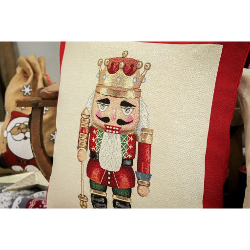 Nutcracker diótörős (arany koronás) díszpárna huzat, arany lurex
