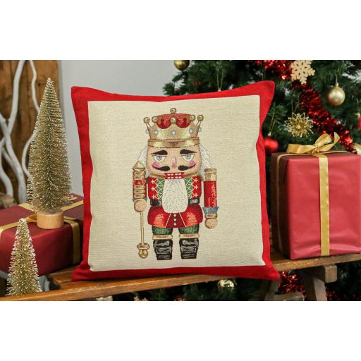 Nutcracker diótörős (arany koronás) díszpárna huzat, arany lurex