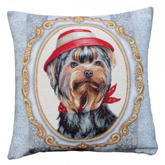 Yorkie kalapban díszpárna huzat