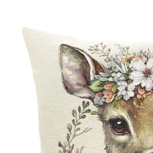 Őzike virágkoszorúval díszpárna huzat