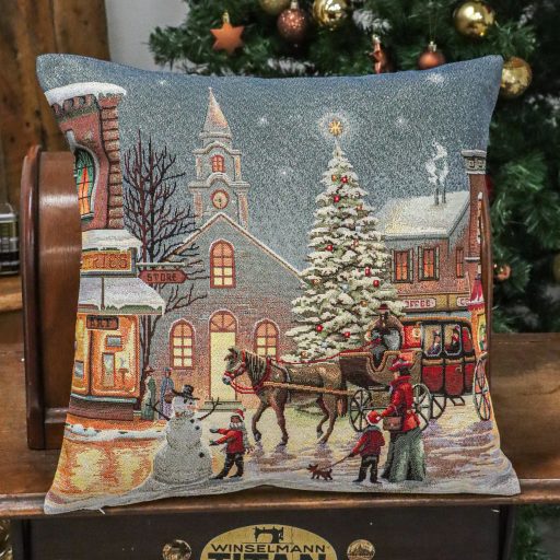 Városi fények, ünnepi díszpárna huzat, arany lurex