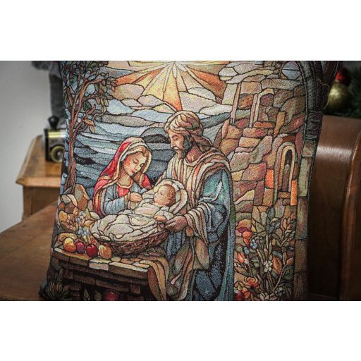 Betlehemi rózsaablak díszpárna huzat, arany lurex